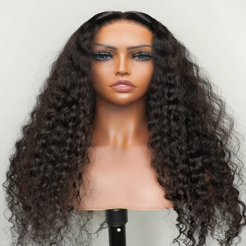 

26Inch 180Density Black Kinky Curly Matched All Skins Lace Front Wig Glueless BabyHair Preplucked Heat Resistant Daily