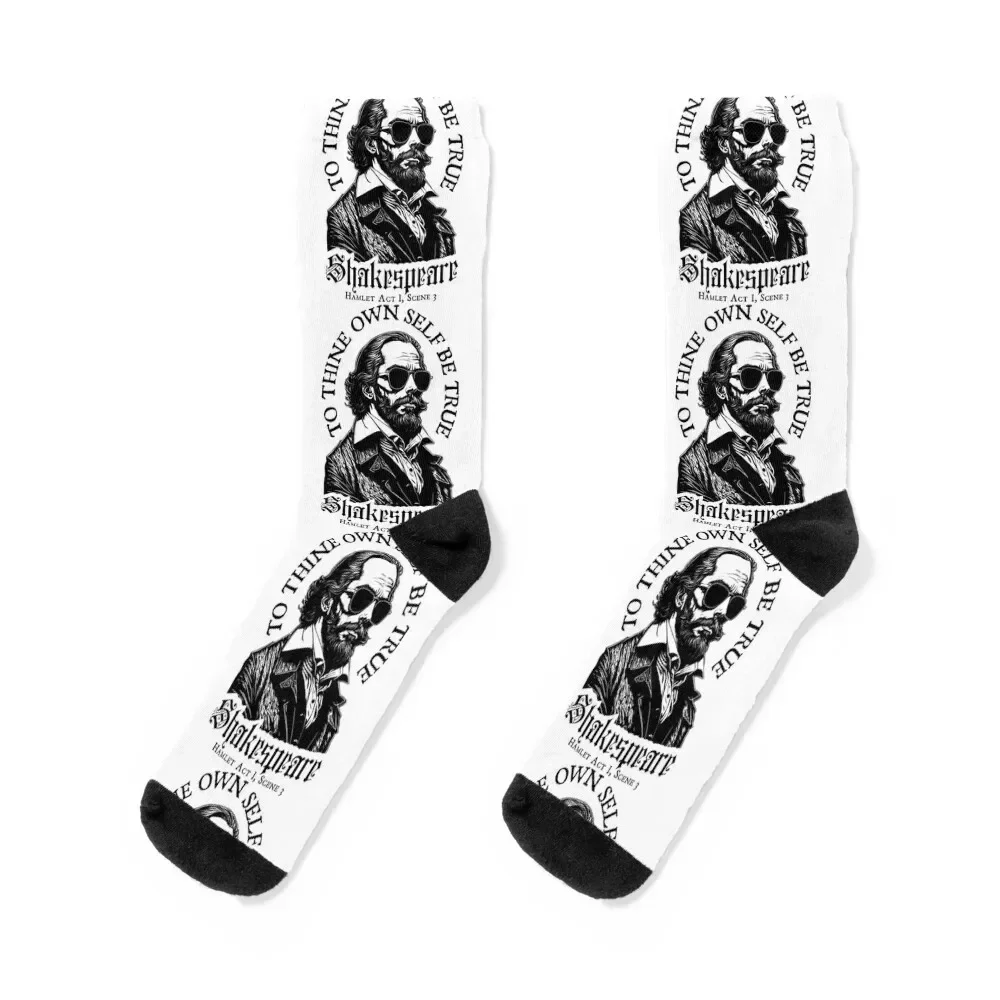 

To Thine Own Self Be True Funny Shakespeare Shades Hamlet Socks ankle funny sock Novelties snow Women Socks Men's