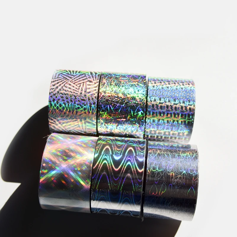 120M/roll Laser Clear Transfer Foil For Salon Holographic Broken Glass Hot Stamping Nail Stickers Press On Paper