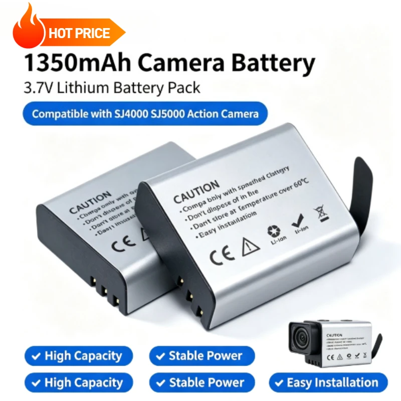 1350mAh PG1050 Li-ion Battery For SJCAM SJ4000 SJ5000 SJ5000X SJ6000 M10 WIFi 4K SJ9000 H9 H9R H3R H8 H8R Sport Action Camera