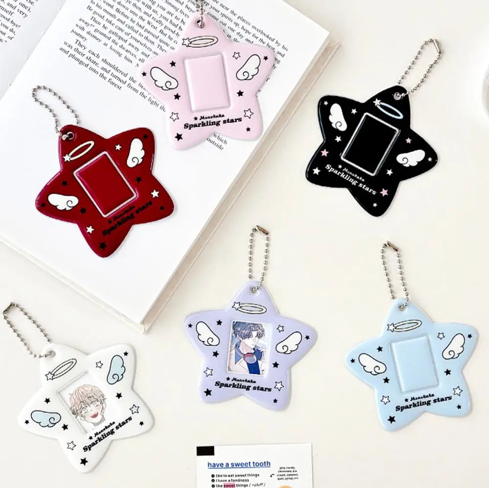 INS Star Card Sleeve Bag Pendant 1 Inch Small Card Sleeve Mini ID Card Sleeve Korean Cute Cartoon Star Chasing Card Storage Case