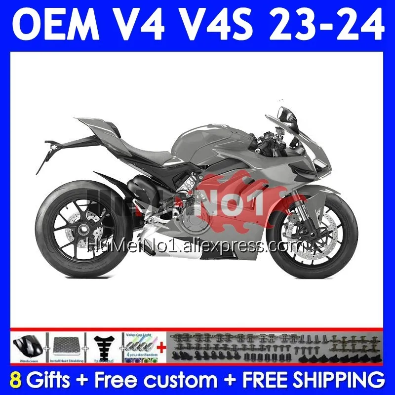 Injection Fairing For DUCATI Panigale V4S V4R V4 V 4 S R 2023-2024 329No.70 V4-S Gloss Grey V4-R 23 24 2023 2024 OEM Body Kit