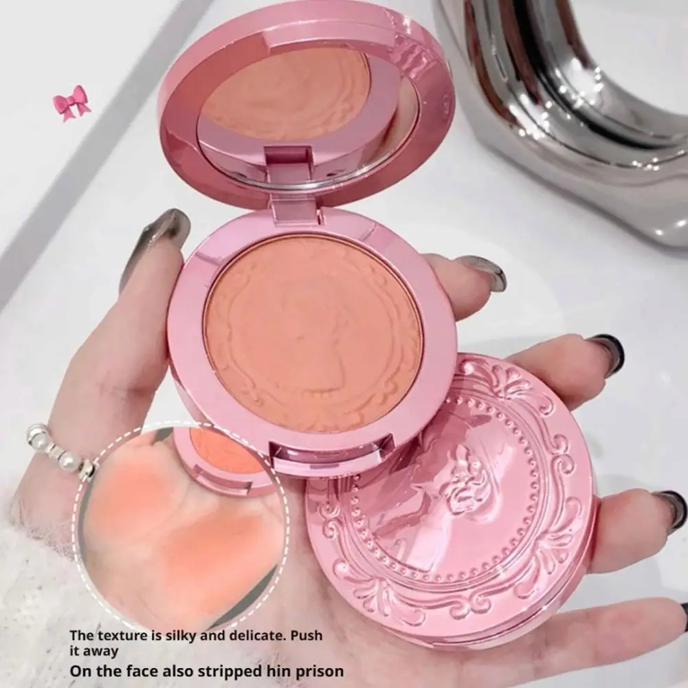 3d em relevo menina blush imprensa em pó nu natural blush paleta verificar contorno blush maquiagem rosto rouge marrom fosco ora j1e4
