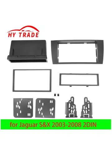 HY Car Radio Fascia for Jaguar S&X 2003-2008 2DIN Stereo Frame Panel Dash Mount Kit Adapter Trim Bezel Facia