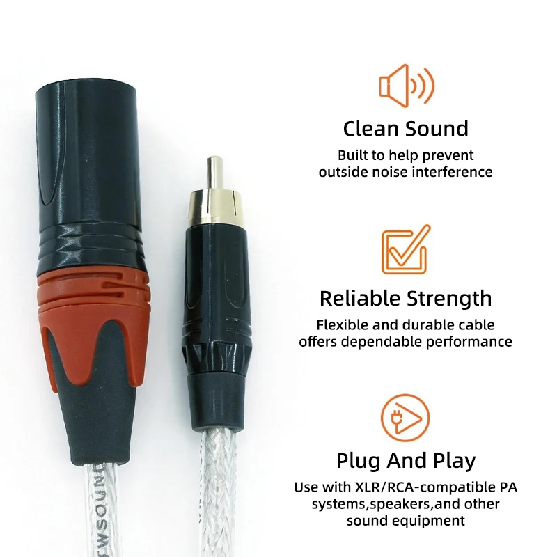 GOLLEY LION XLR to RCA Audio Cable 3-Pin Male to Male, RCA Male Adapter Cord for AV Receiver Mixer Amplifier