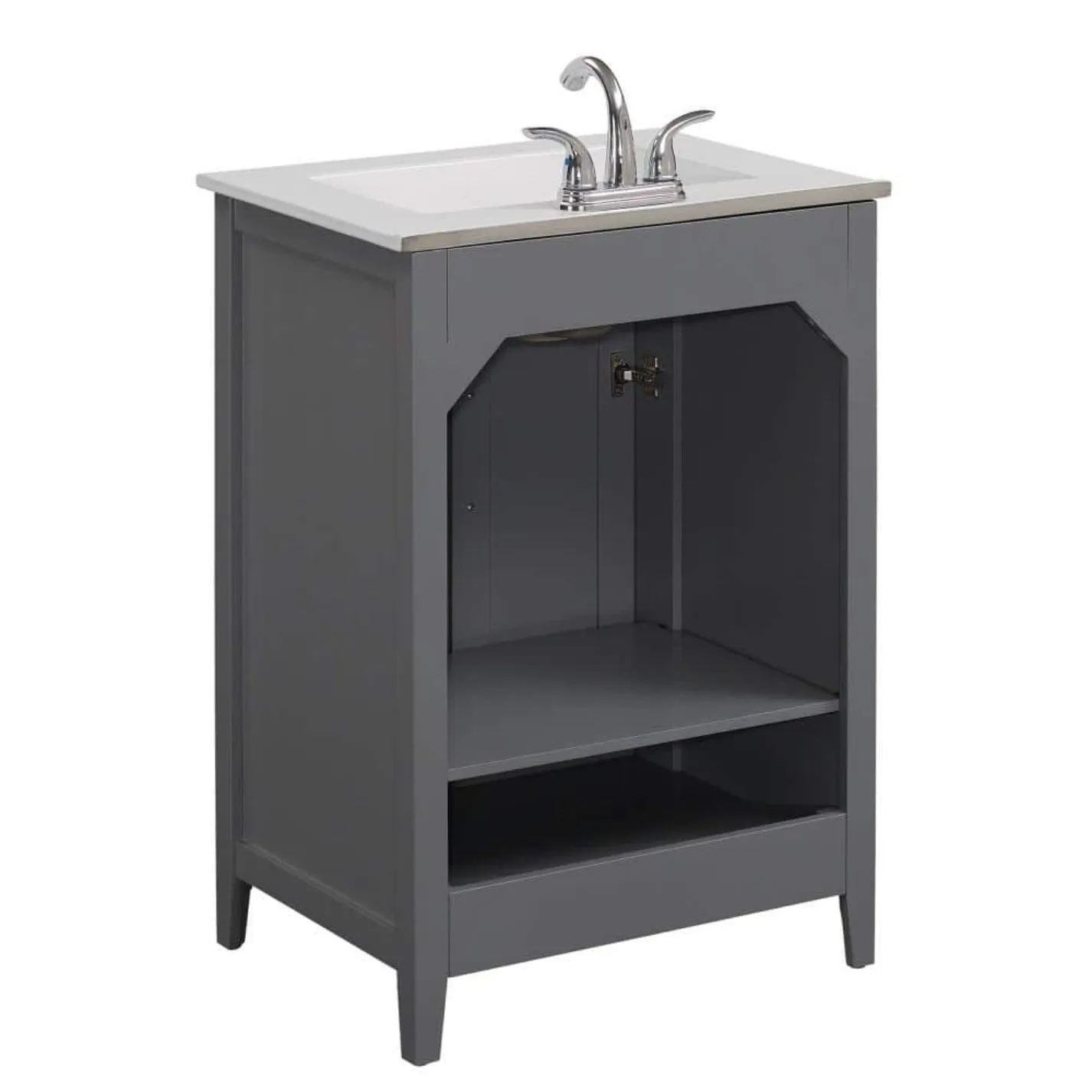 US 24 em. W x 18 polegadas D x 34 polegadas Único Banheiro Vanity Top em Huron Gray, H, Pia Incluída