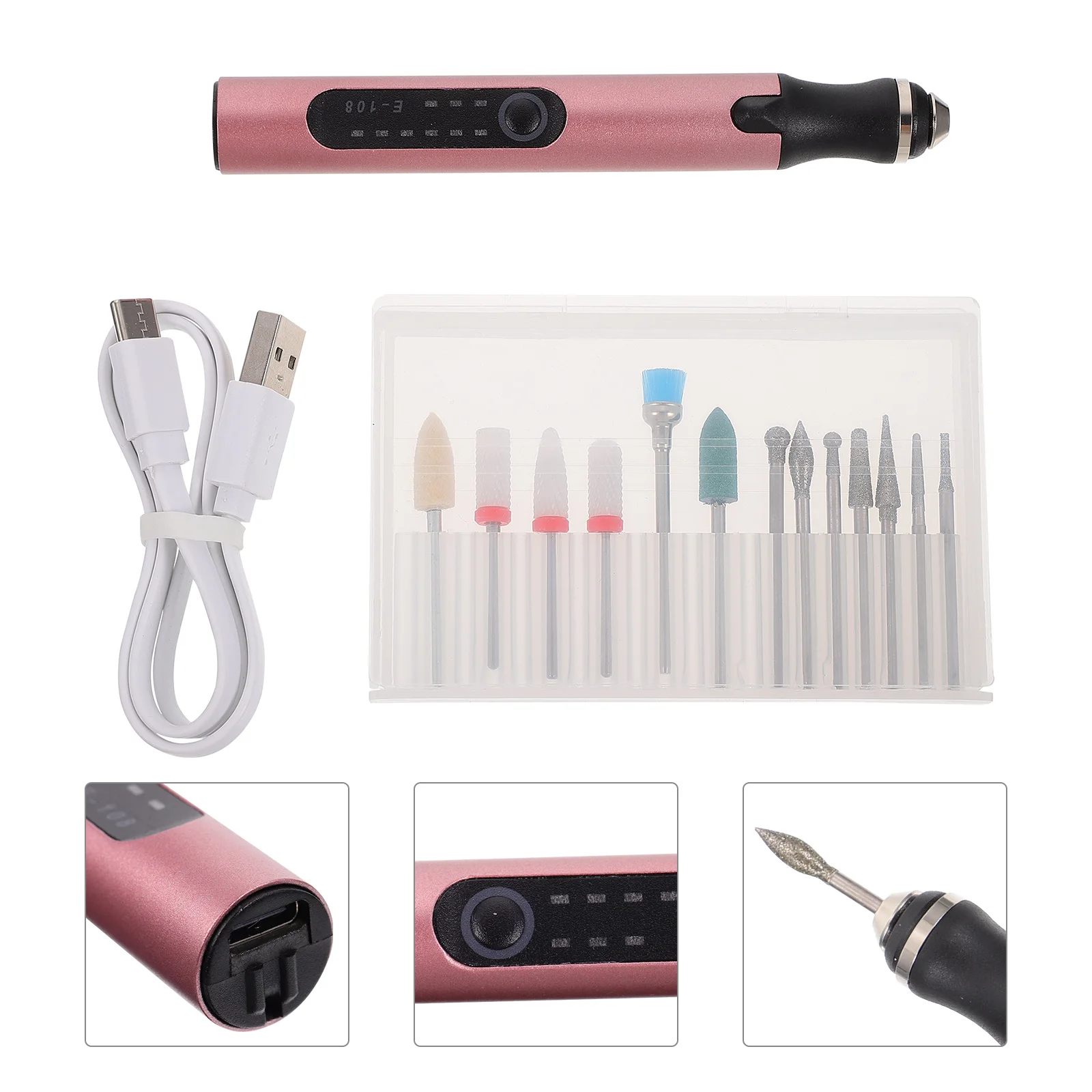 

1 set Manicure Grinder Portable Polishing Tool Usb Rechargeable Electric Nail File For Nail Art Supplies Grinding Buffing