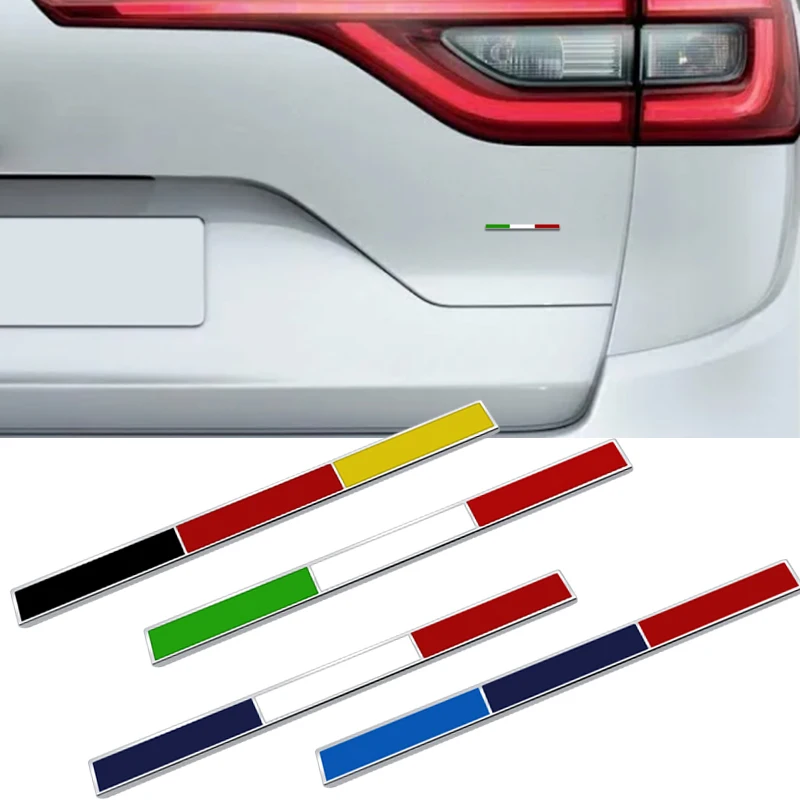 Metal 3D Badge Decorative Strips Car Rear Trunk Body Sticker Motorcycle Decals  Italy Germany Tricolor Flag Emblem car sticker view 2