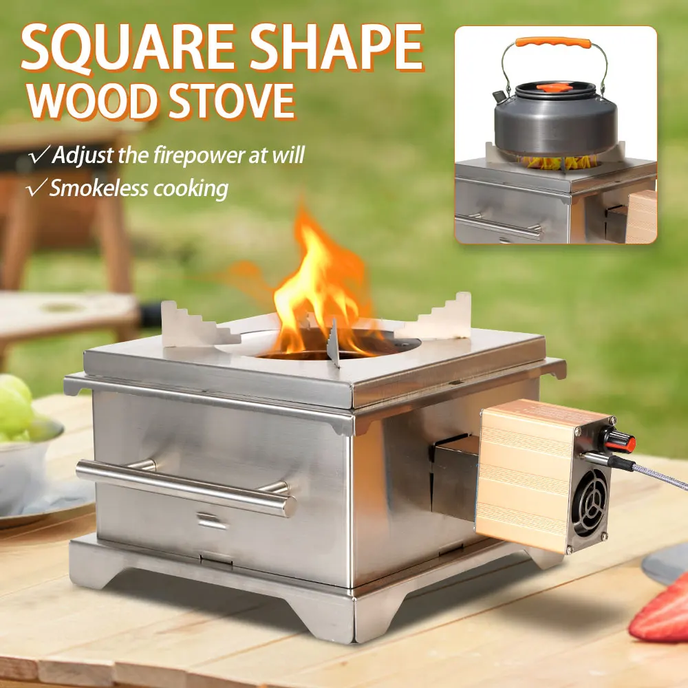 

SUNOK Portable Multi functional Firewood Stove Stainless Steel Outdoor Camping Cooking Picnic Barbecue Stove Heating Mini Stove