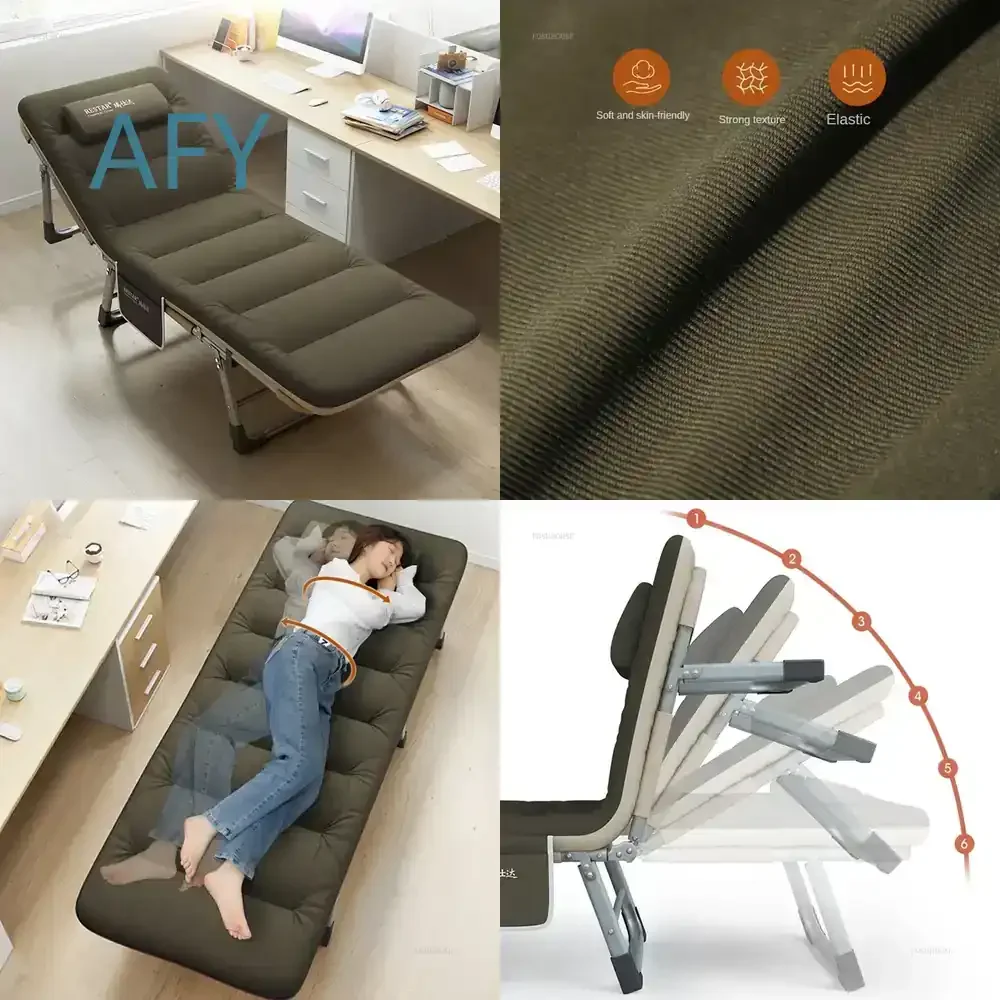 Nordic Adjustable Folding Bed for Office Bedroom Home Use Metal Frame Multi Level Multi Functional Light Luxury Simple