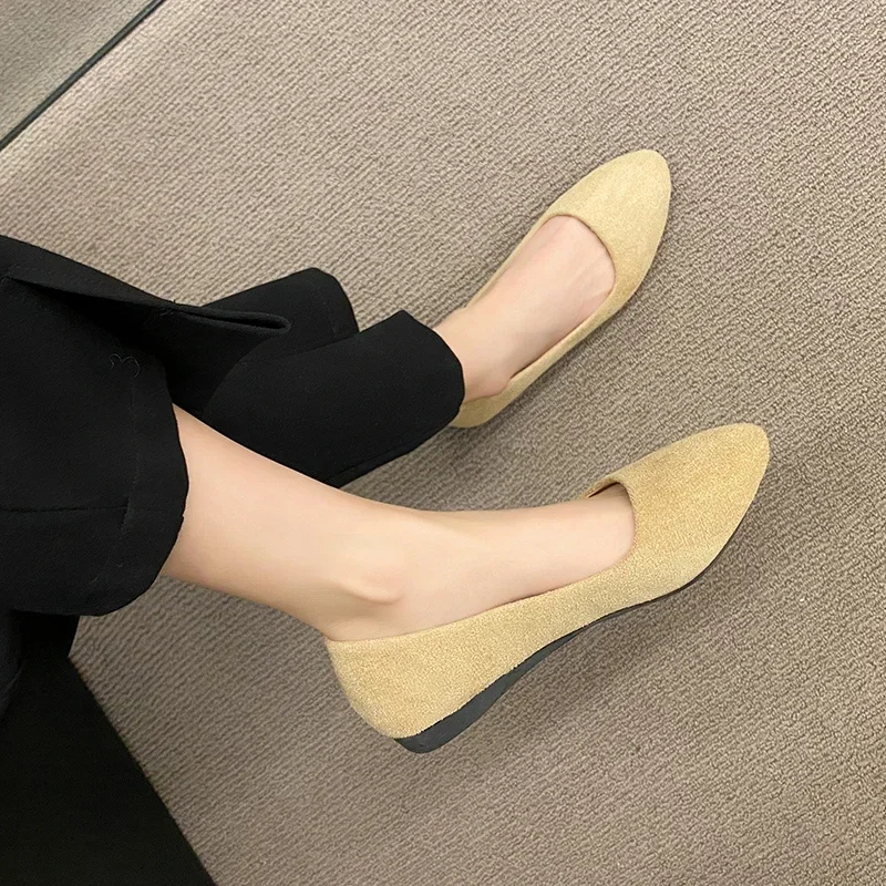 2024 New Style Women Flats Slip on Flat Shoes Candy Color Woman Boat Shoes Black Loafers Faux Suede Ladies Ballet