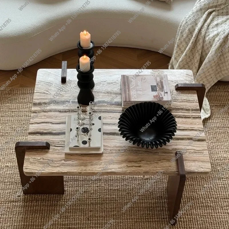 

XS Organic Shape Marble Coffee Table, Handcrafted Irregular Living Room Centerpiece With Natural Stone Texture - Modern Art Deco