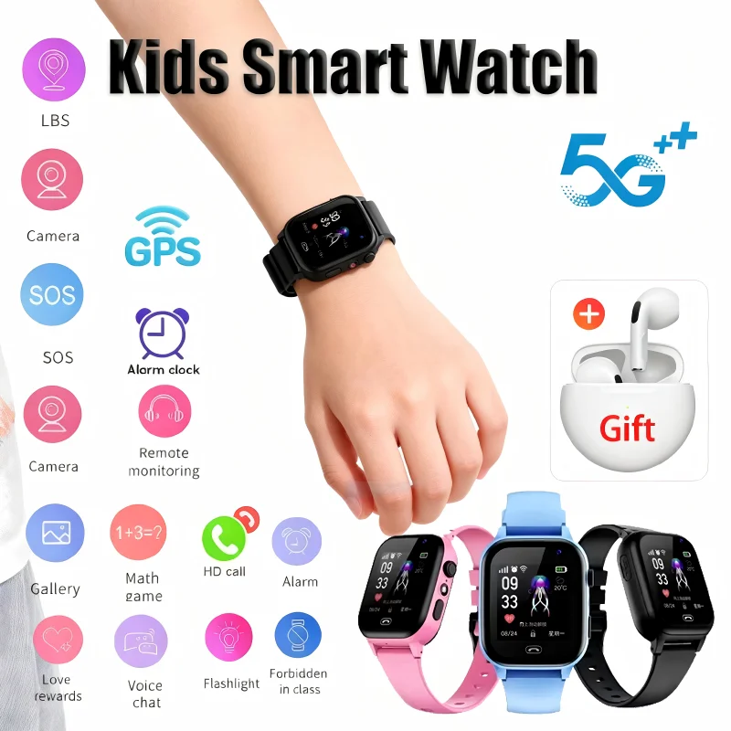 OnePlus Kids Smartwatch 4G Wifi GPS SOS Location Video Call Analogue Card Waterproof Watch Camera Boys Girls Upgrade New Watch