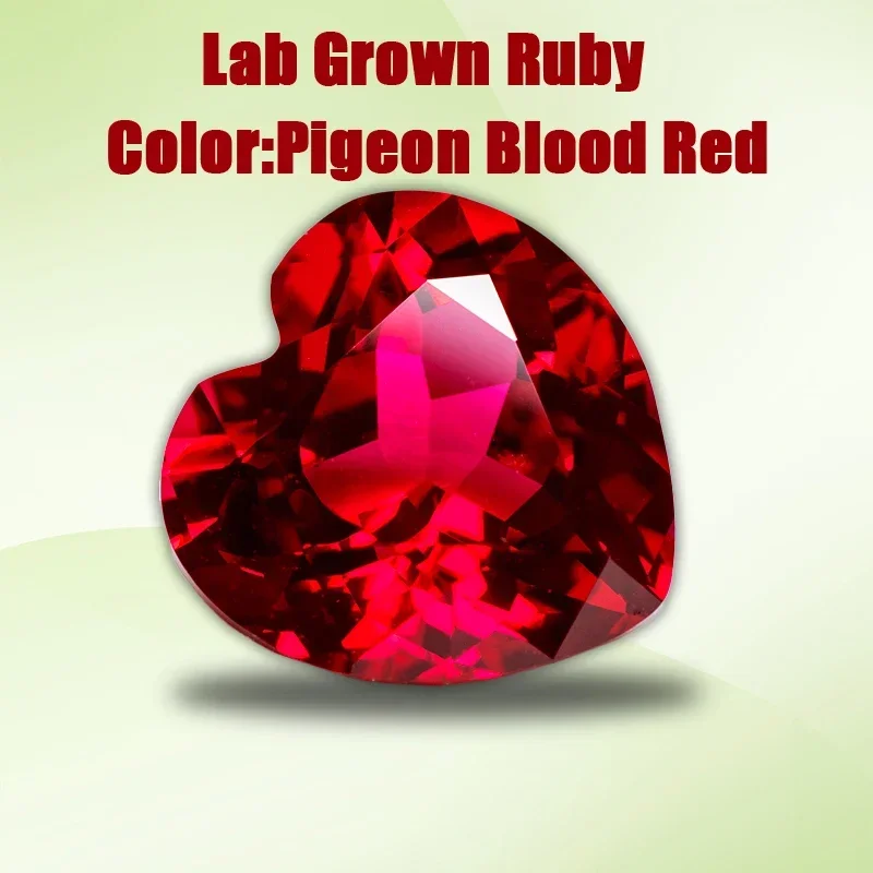 

Lab Grown Ruby Heart Shape Hand Cut Pigeon Blood Red Gemstone Selectable AGL Certificate for DIY Charms Jewelry Making