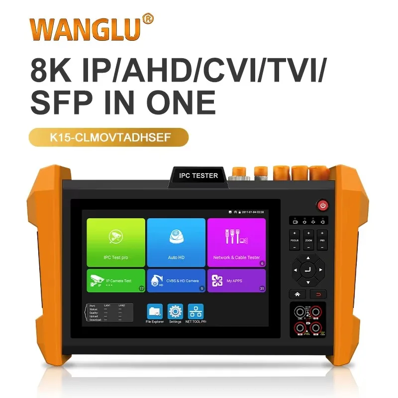 WANGLU K15-CLMOVTADHSEFG IPC Tester Monitor for IP/AHD/CVI/TVI/SDI Camera Testing SFP Optical Module Network Cable Tester 2 sold
