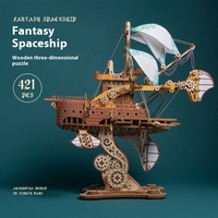 Fantasy Spaceship Pirate Ship 3d Puzzle Handmade Wooden Model Creative Toys Holiday Gift Child Desktop Decor