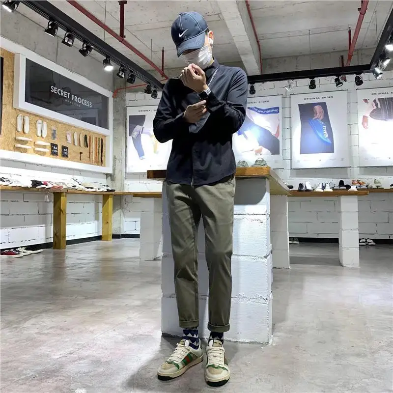 Brand Casual Men's Pants Spring and Autumn New Small Pant Business Casual Nine-point  Loose Straight Sports Long Pant