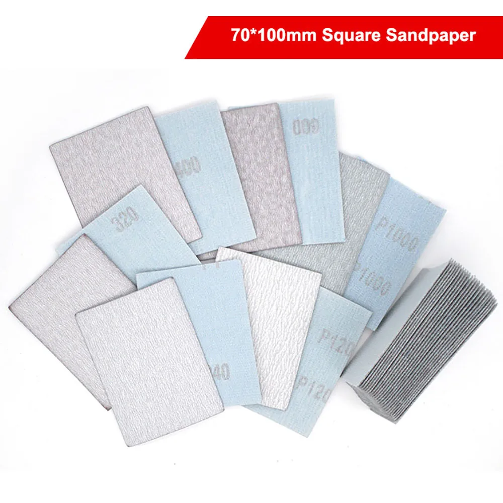 70*100mm Hook&Loop Flocking Dry Square Sandpaper 180/400/800 Grit Self-adhesive Sanding Paper Polish Abrasive Tools