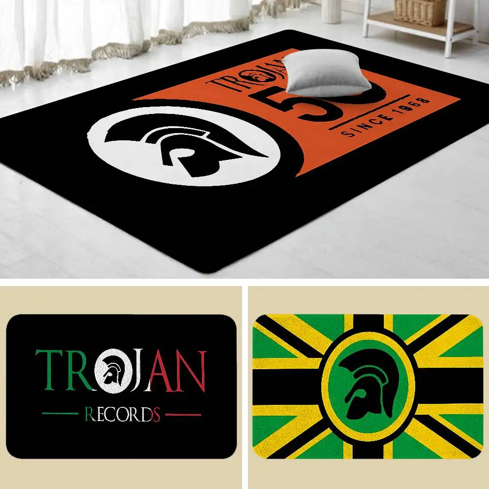 Trojans-Records-logo Floor Mats Home Laundry Rug Carpet For Living Room Decor Lounge Area Anti-slip Foot Mat Entrance Doormat