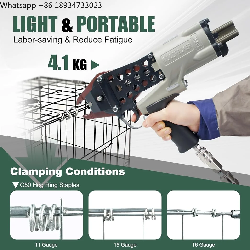 Woodpecker C130L 11 Gauge Easy Carry Pneumatic Hog Ring  for Gabion 1 1/2 Inch Crown Air C Ring Plier