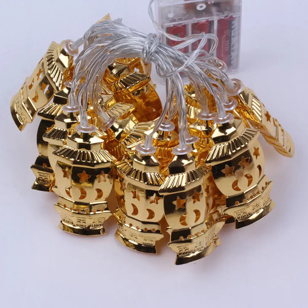 

20Leds Golden Lantern String Lights Iron Operated Fairy Lights for Ramadan Festival Party Home Garden Decoration