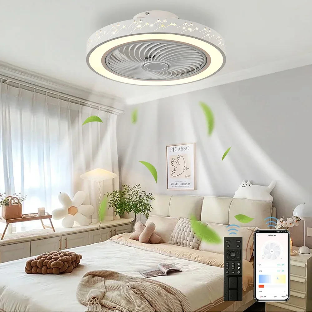 

46CM LED fan with light remote control bedroom decoration ventilation fan extendable and silent meteor fan with light 110v 220v
