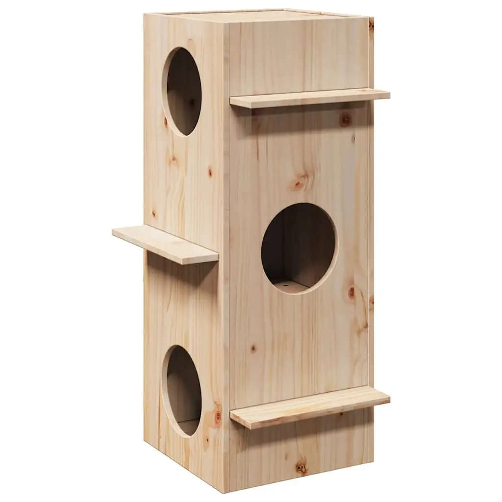 

Cat House Natural Pine Solid Pine Wood 35.4 in tall Durable