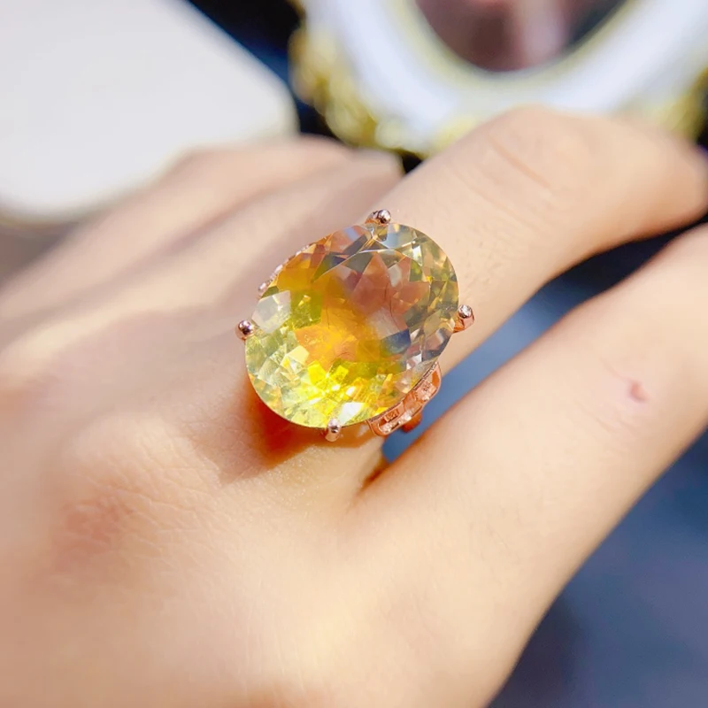 Natural Citrine Rings for women silver 925 jewelry luxury gem stones 18k gold plated free shiping items Party Gifts