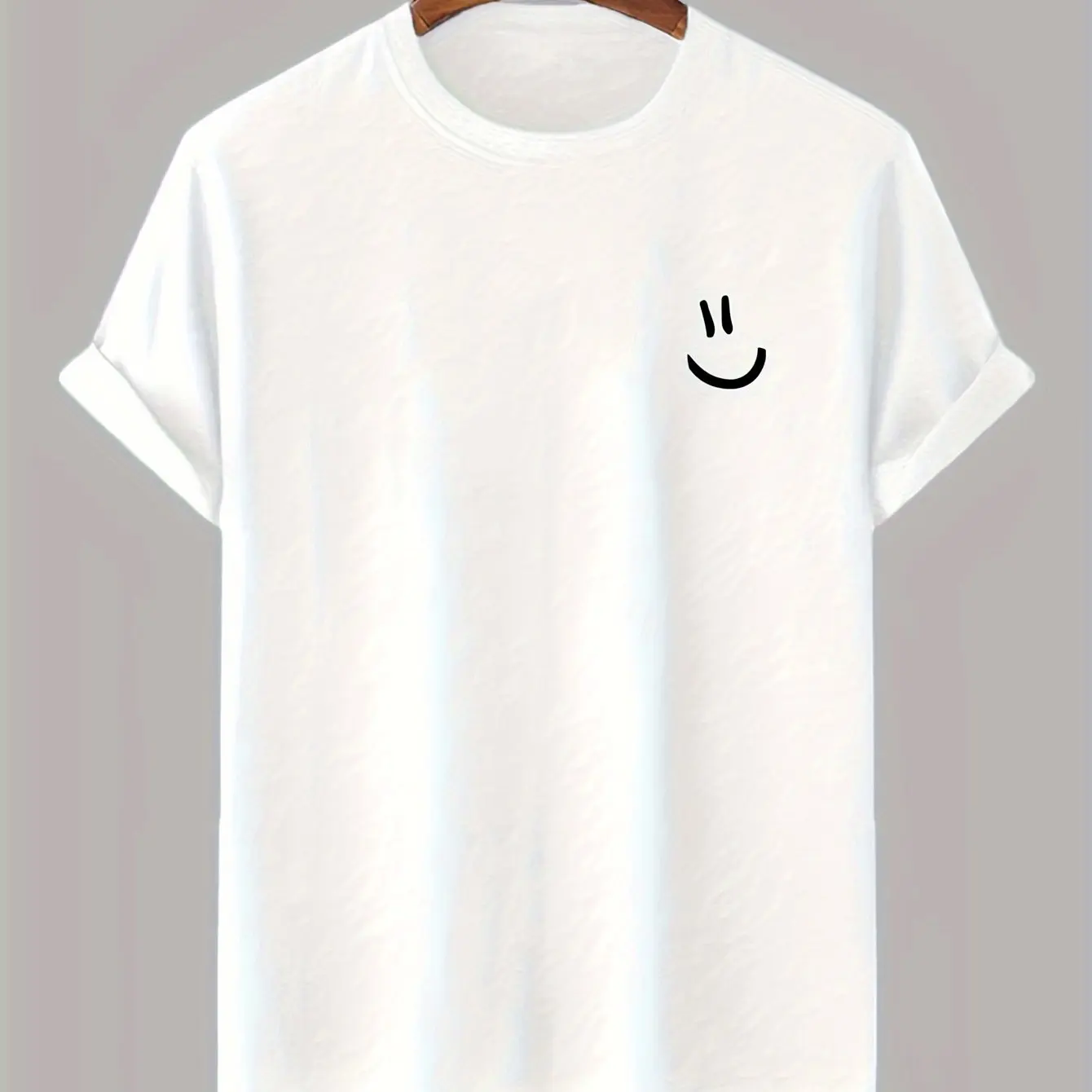 Men's summer 100_ pure cotton fashionable sports casual loose smiling face printed round neck short sleeved T-shirt top