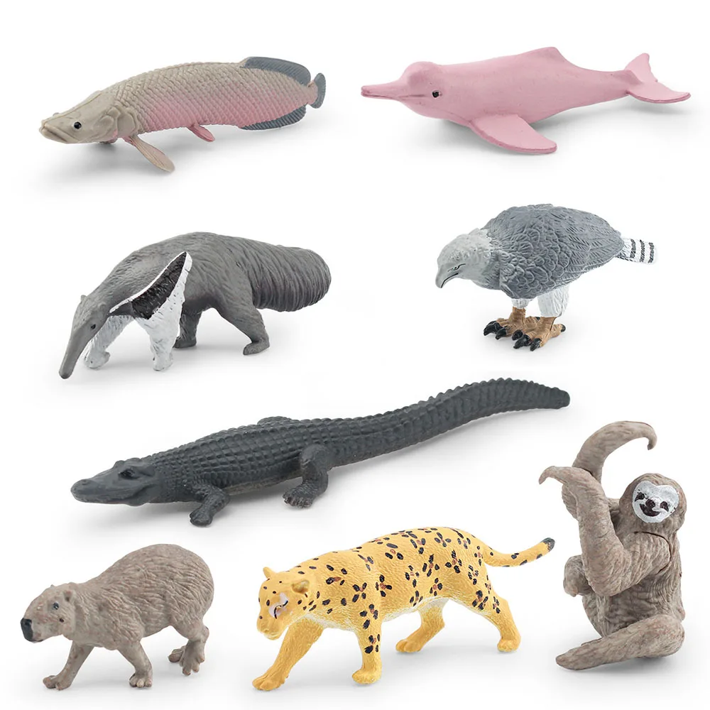 8Pcs South American Animals Figurines Garden Home Decor Mini Figures  DIY Photograph Props