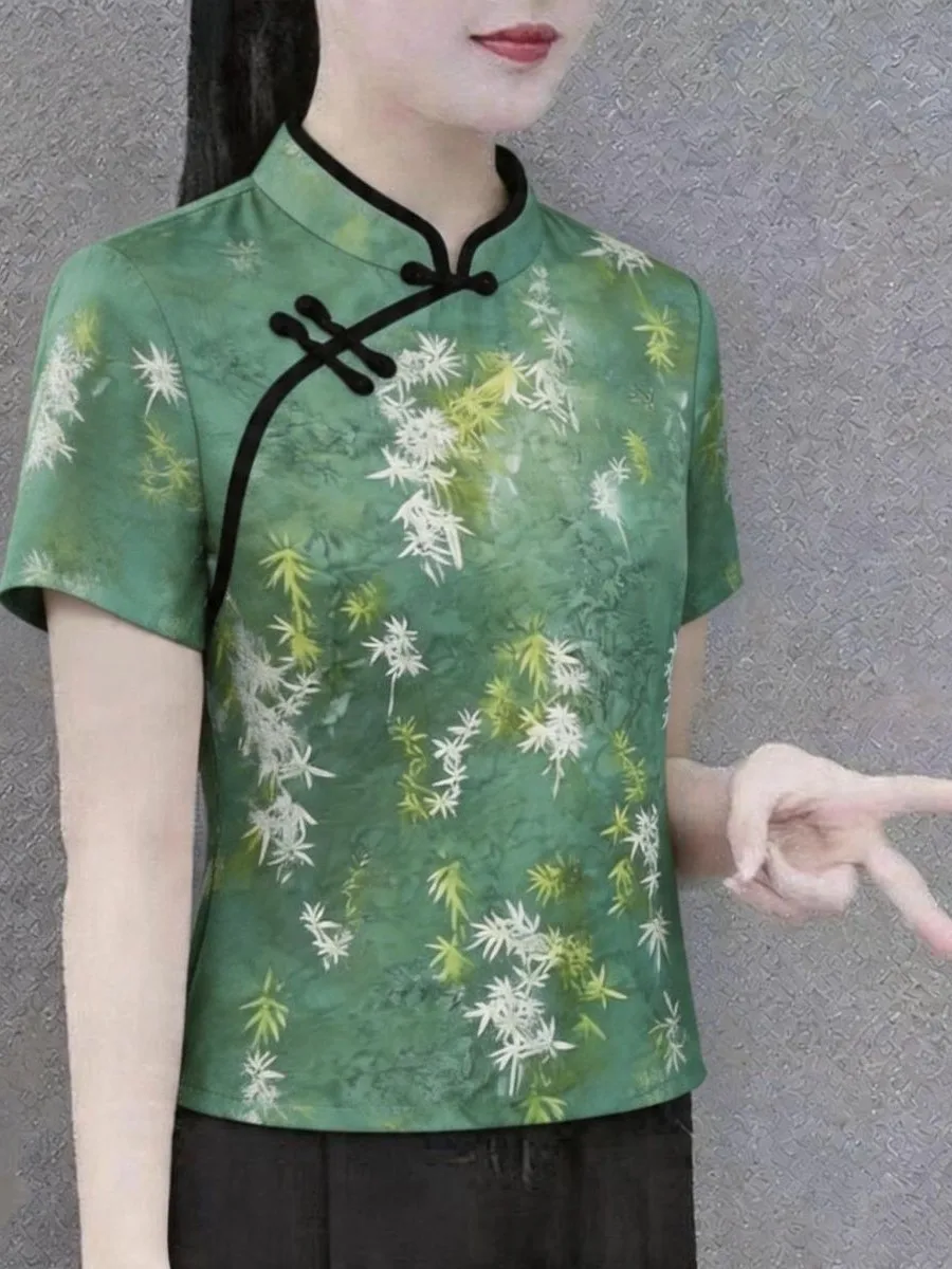 conjunto-feminino-de-verao-estilo-chines-blusa-floral-de-manga-curta-com-gola-e-saia-moda-para-maes