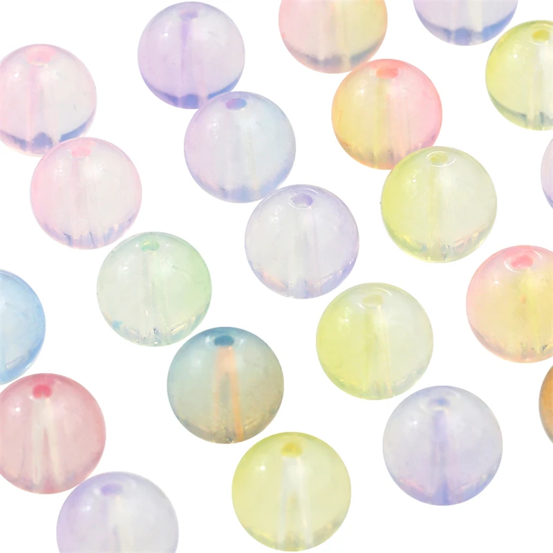 30 unids/bolsa de cuentas redondas de colores recubiertas de proteína de vidrio, abalorios de 10mm, cuentas espaciadoras sueltas, joyería hecha a mano, accesorios para hacer collares