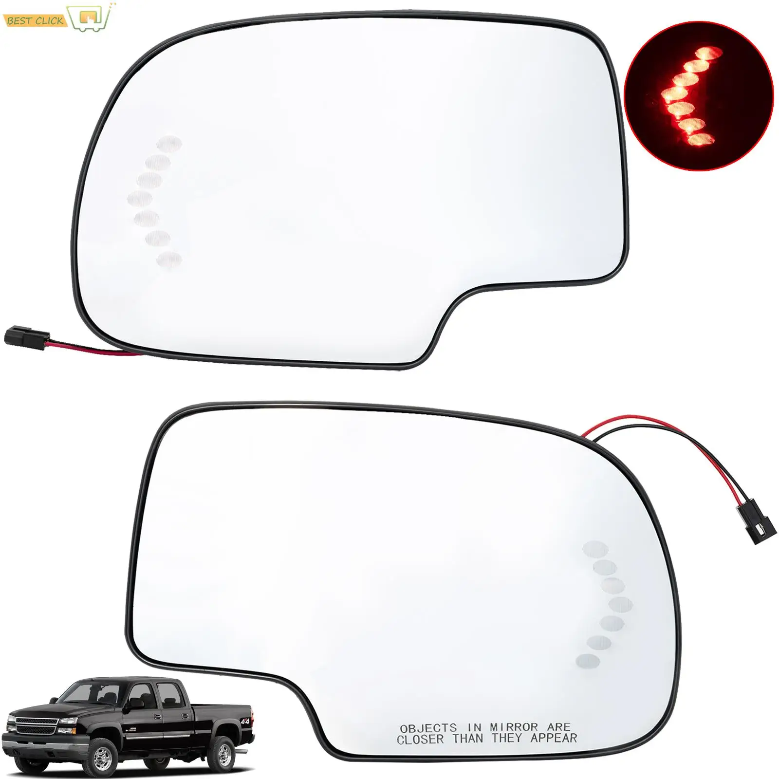 For GMC Yukon Chevy Suburban Silverado 1500 2500 3500 2003 - 2006 Car Side Door Wing Mirror Glass Heated Turn Signal Light Plate