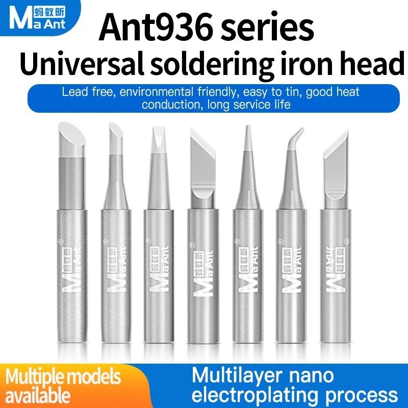 MaAnt 900M-T Soldering Iron Tips Kit Solder Welding Tool Lead-Free Welding Head 900M-T-K/3C/I/IS/2.4D For 936 Soldering Station