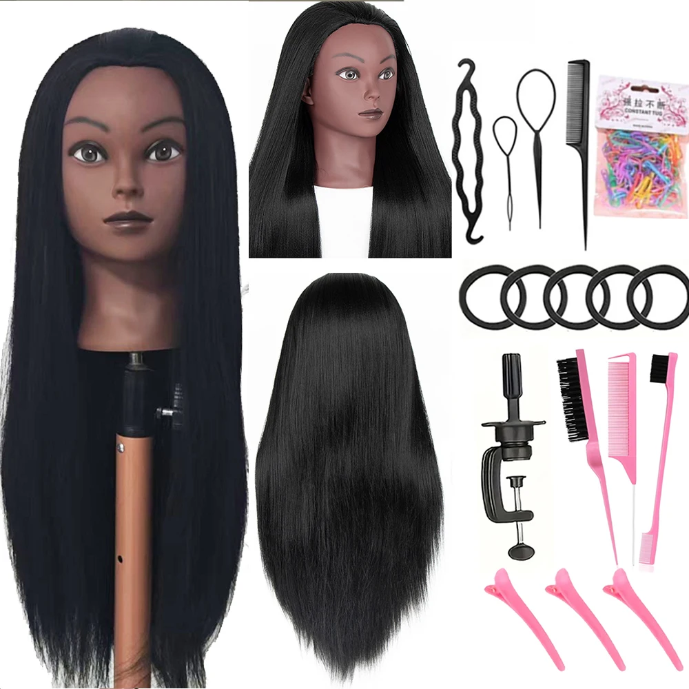 

Манекен-голова для косметологии и парикмахерских работ 26 дюймов, тренировочная голова для укладки волос с держателем-зажимом