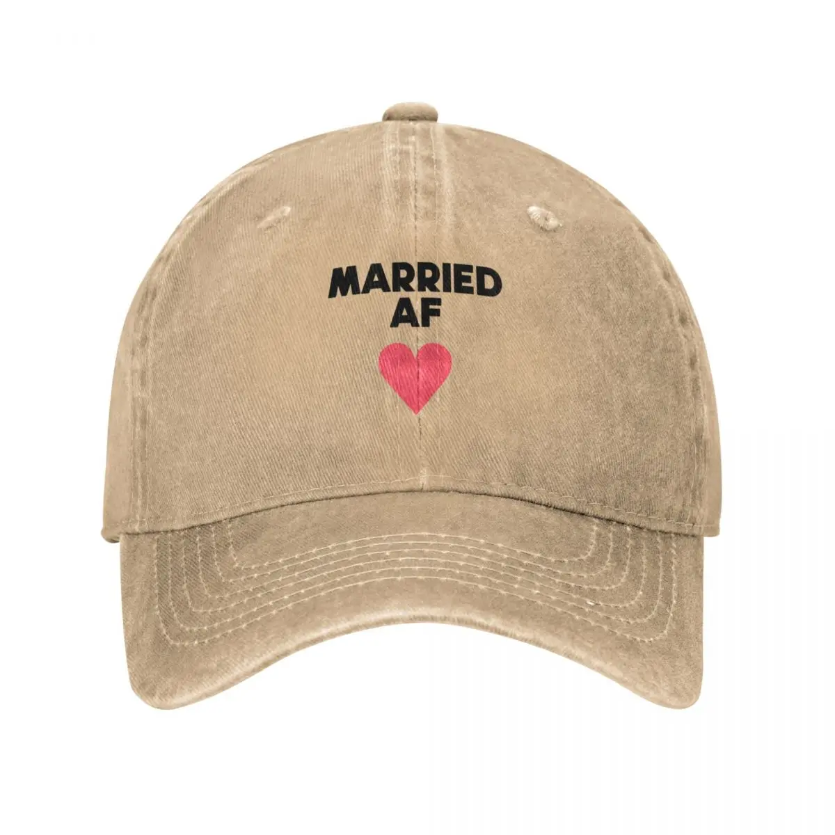 Married AF Typography Red Heart Baseball Cap Vintage Fashion Beach Women Caps Men's