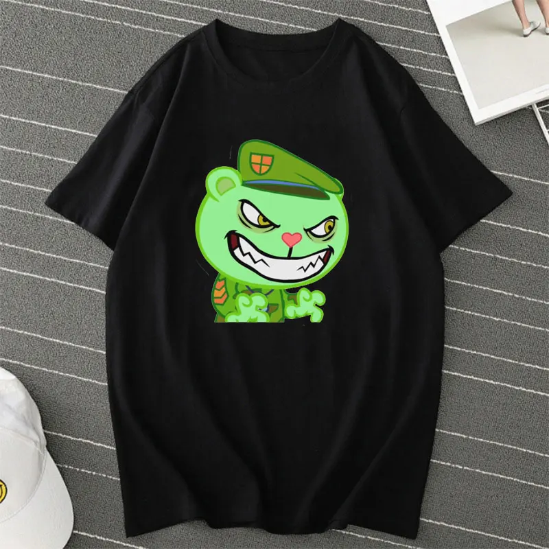 Classic Vintage Cartoon Happy Tree Friends Man T Shirt Flippy Cartoons Printed O-neck Fashion Tee Kawaii Woman Tshirt Camisetas