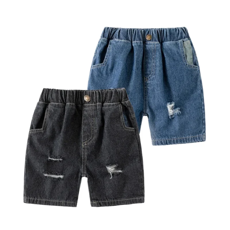 Boys' Denim Capri Shorts 2024 Summer Fashionable Kids' Mid-Length Pants Jeans , Suitable for Ages 3-8, Available in 2 Colors