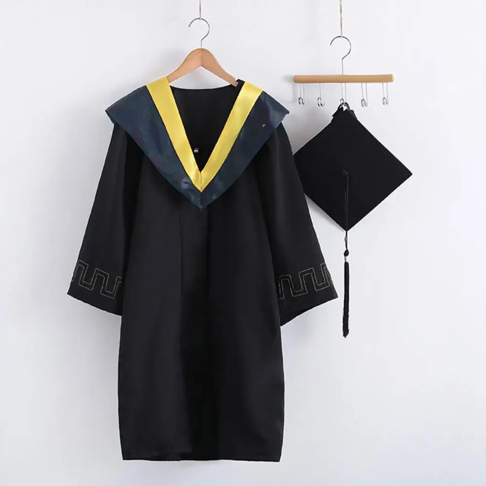 Afstudeeruniform Jurk Pet Unisex Afstuderen Bachelor Kostuum School Universiteit Diploma Uitreiking Baccalaureaat Jurk