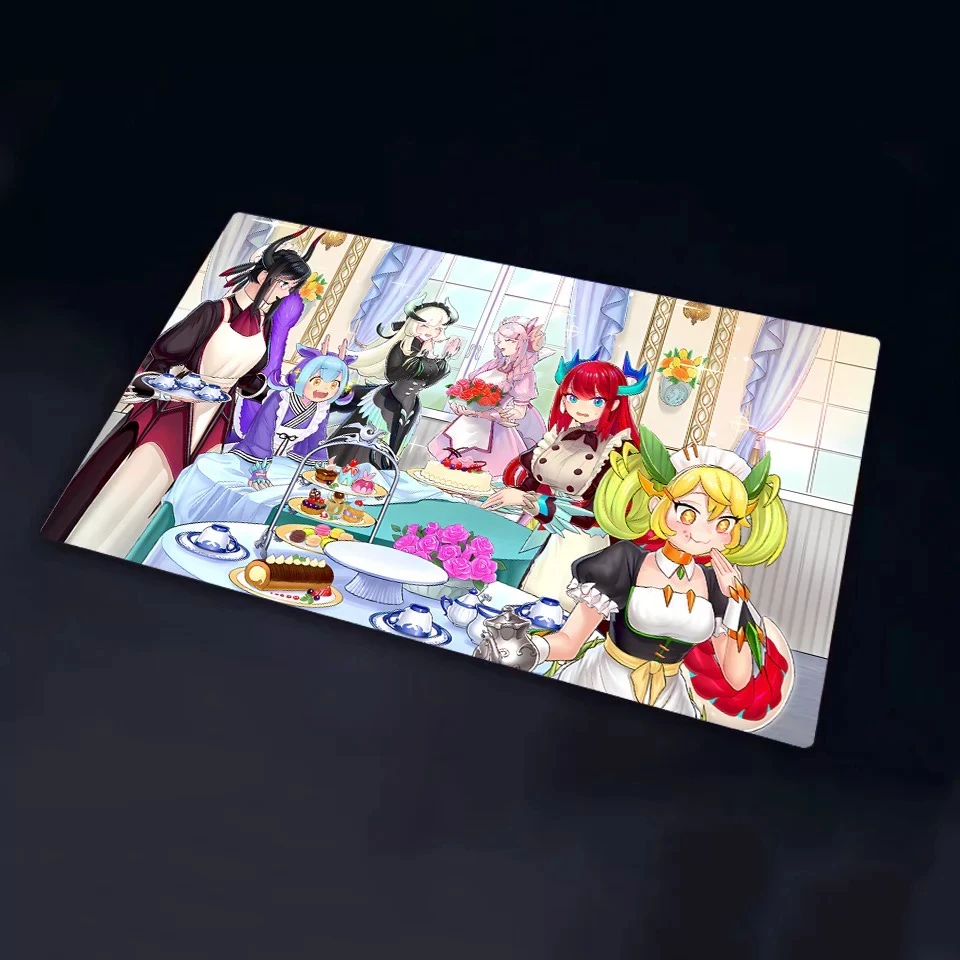 600x350mm Suitable for Yu Gi Oh! Dragonmaid Hospitality Flash Surface Playmat 1.5mmseamless Edge Single Board Game Card Pad Toys