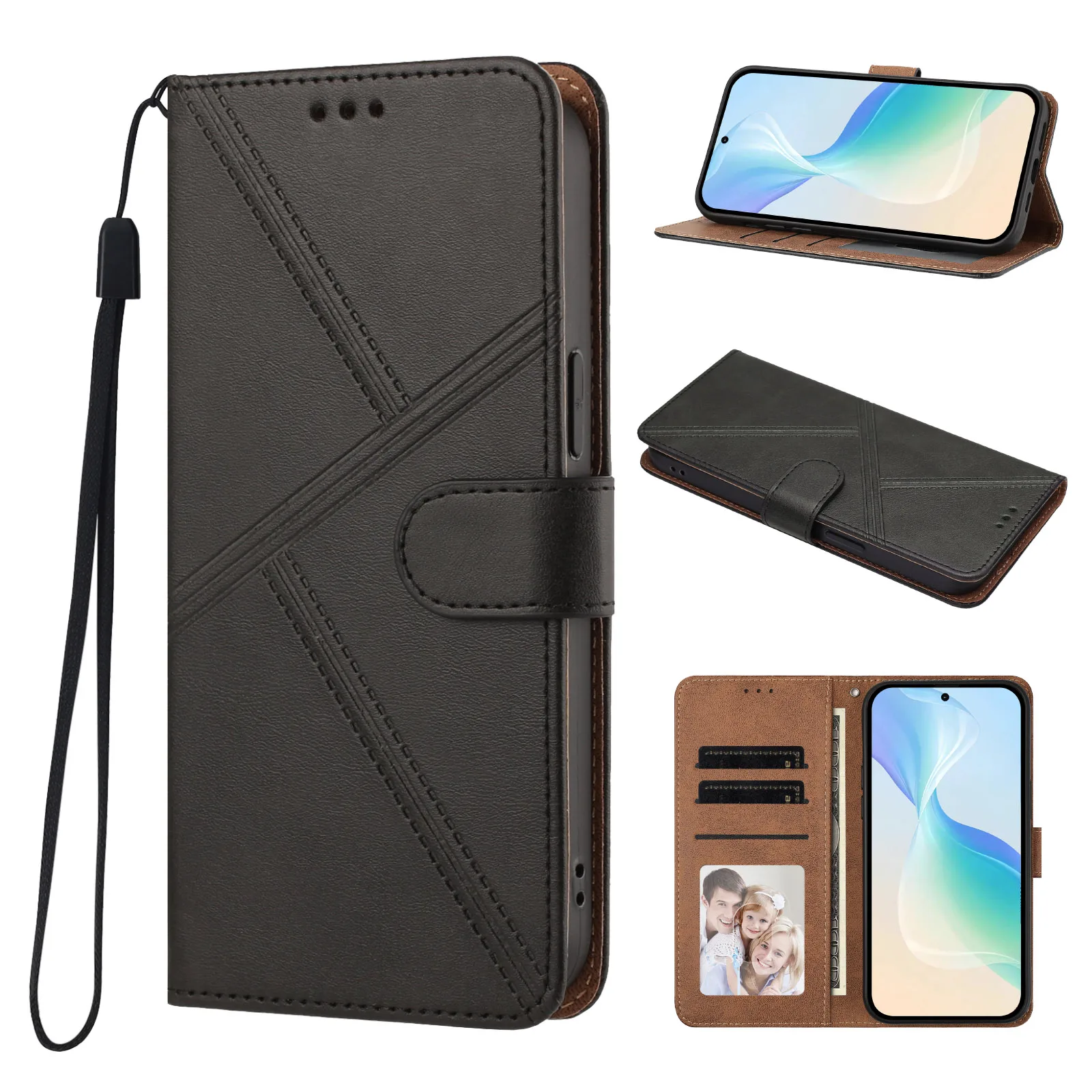 Leather Flip Magnetic Wallet Protective Phone Case Card Slot Full Cover Shell for TCL 605 505 503 502 501 408 406 405 403 305
