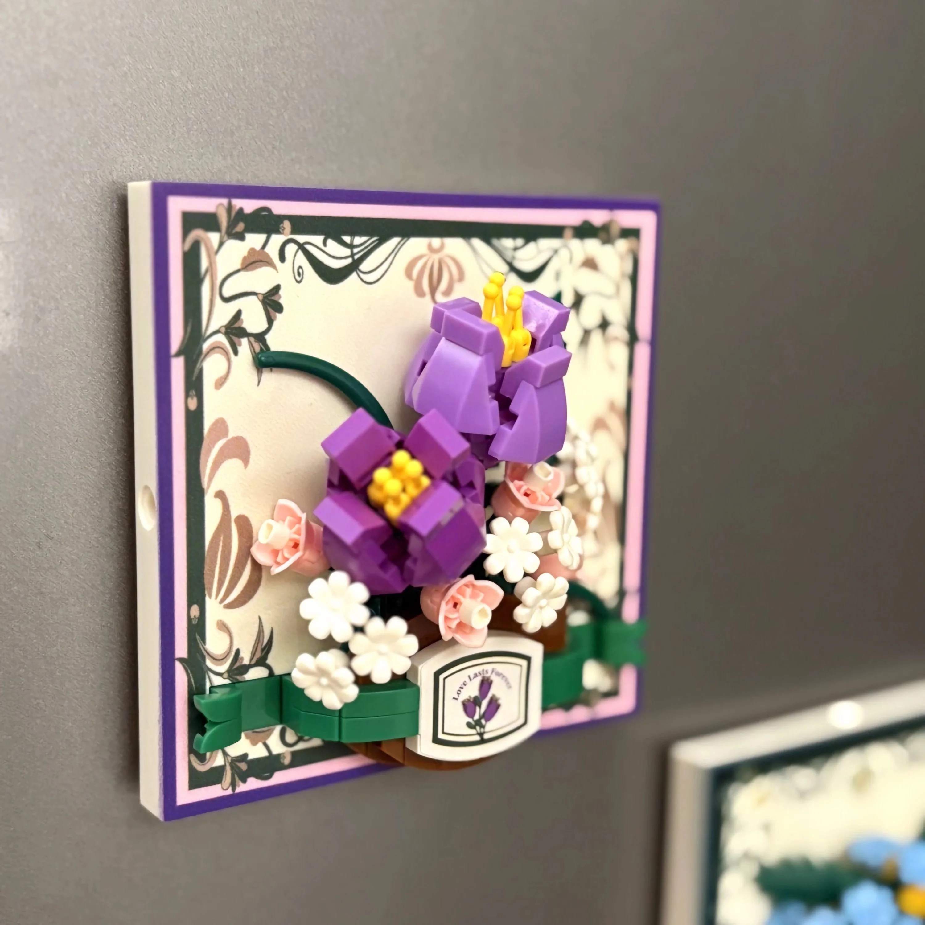 MOC 絶妙なビルディングブロック花 3D フォトフレームロマンチックな家の装飾ディスプレイ吸盤固定ミニレンガ子供のおもちゃ