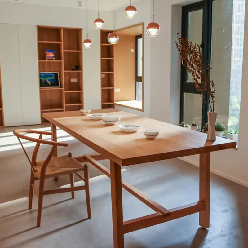 Modern Minimalist Solid Wood Multi-Person Dining Table Studio Multi-Person Primary Color Large Board Workbench Creative Desk