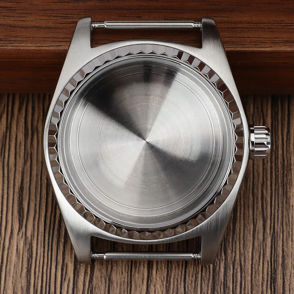 38.5mm Watch Cases Polished Brushed Watch Accessories Screw-in Crown For NH35 NH36 NH34 NH38 4R Movement Repair Assemble Parts