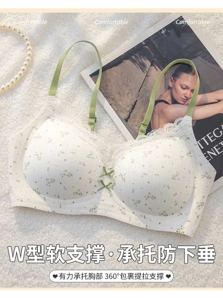 Dessous Francaise Dentelle Florale, Soutien-Gorge Push Up Pour Femme, Anti-Affaissement, Pour Petite Poitrine MOYISU