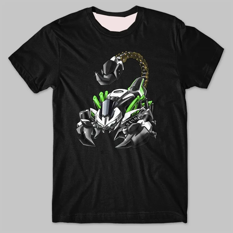 كاواساكي الكلاسيكية دراجة نارية العقرب تحويل مستوحاة تي شيرت جديد س الرقبة الصيف قصيرة الأكمام عادية قميص رجالي