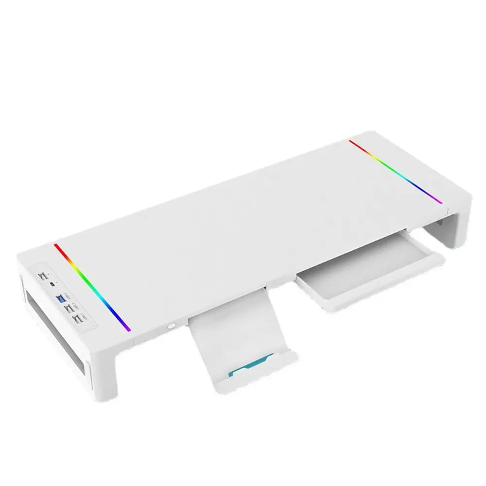 RGB Lights Monitor Stand Riser with USB USB 3.0 & 2.0 Hub Foldable Laptop Holder Ergonomic Phone Holder Computer Display Stand
