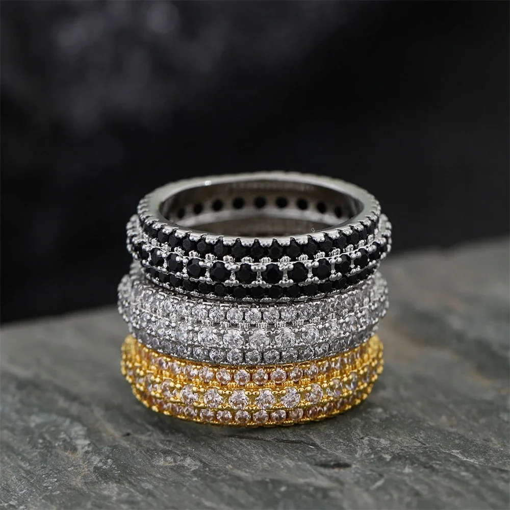 

925 Sterling Silver Ring Inlaid with Crystal Zircon Round 6mm Ring for Men and Women Luxury Fashion Jewelry Gift