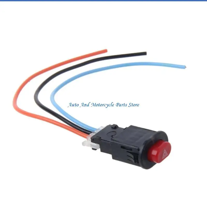 

P9FD Motorcycle Scooter Accident Hazard Light Lamp Switch ON/OFF Button with 3 Wires