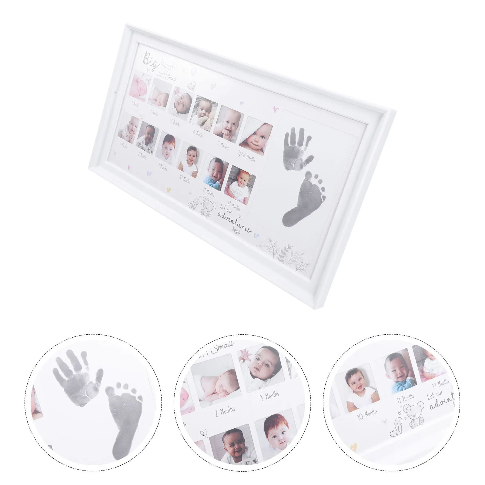 

Hand Foot Print Photo Frame Monthly Baby Milestone Memories Infant 12 Pictures Compact Size Home Decoration First Year Picture